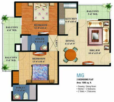 Floor Plan MIG 2 BHK