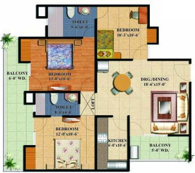 Floor Plan 3 BHK