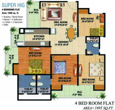 Floor Plan HIG 4 BHK