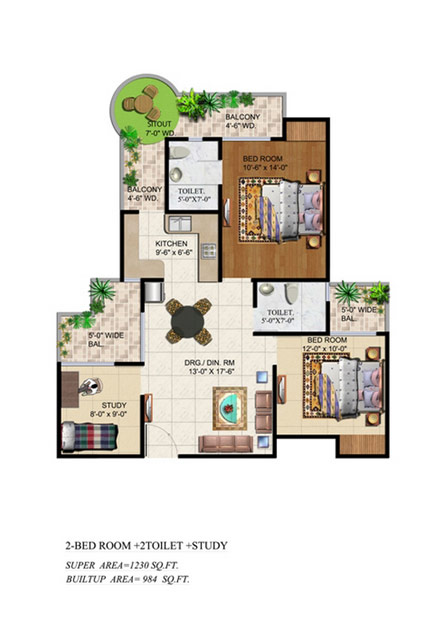 Floor Plan 1195 sq.ft