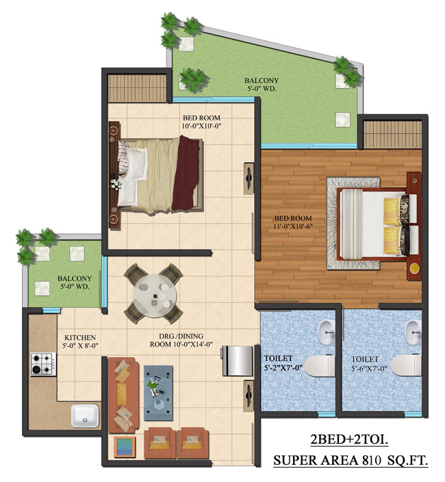 Floor Plans 810 sq. ft.