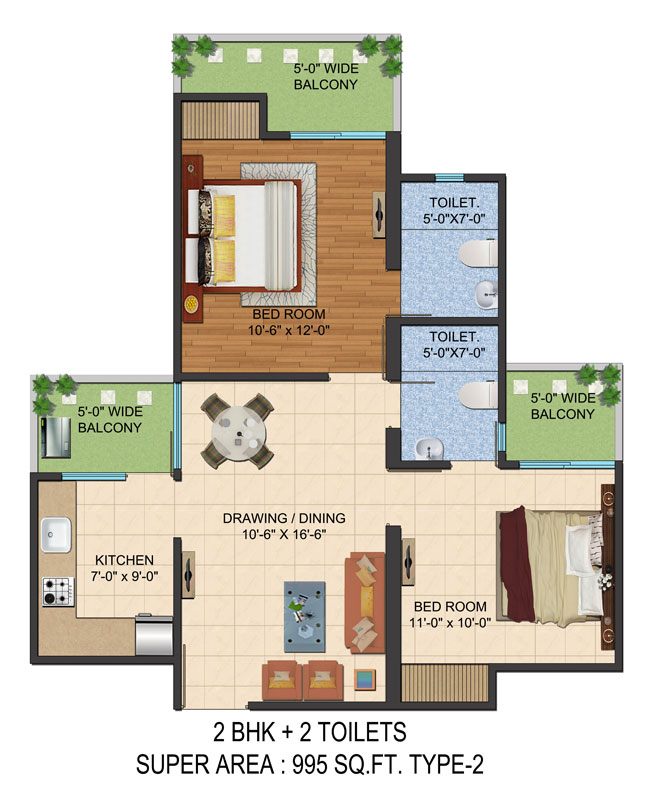 Floor Plans 995 sq. ft.