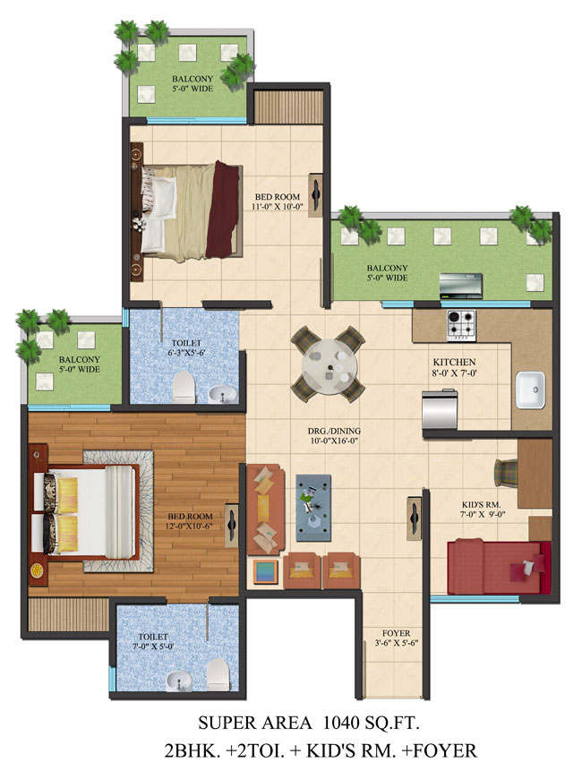 Floor Plans 1040 sq. ft.