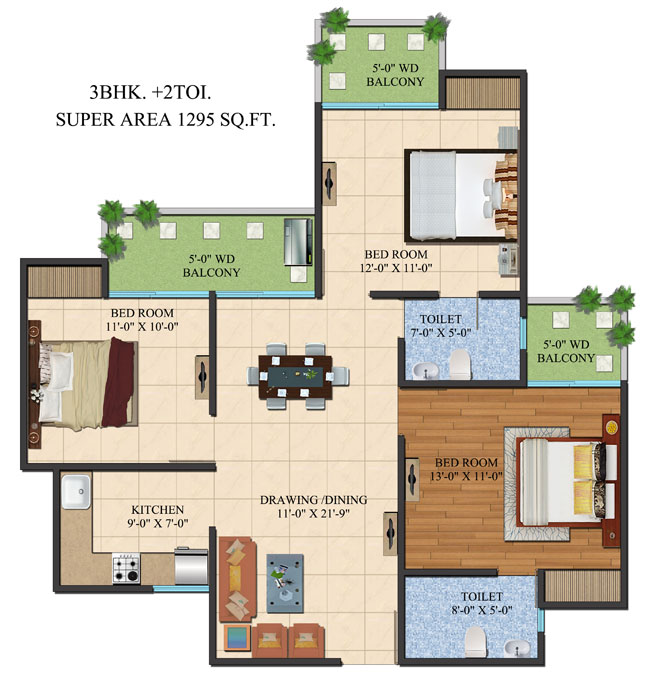Floor Plans 1295 sq. ft.