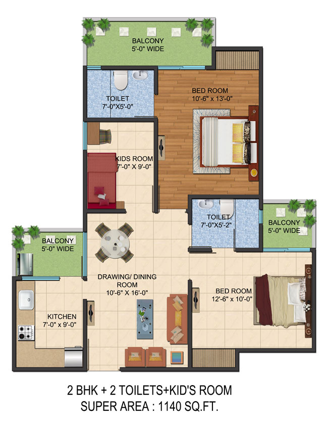 Floor Plans 1140 sq. ft.